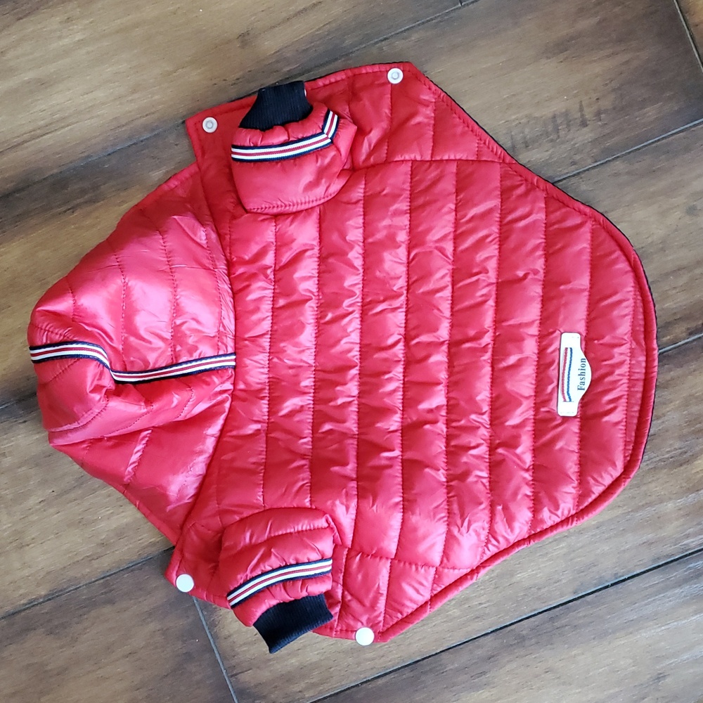 NWOT Red Hooded Puffer Dog Jacket - Picture 8 of 12